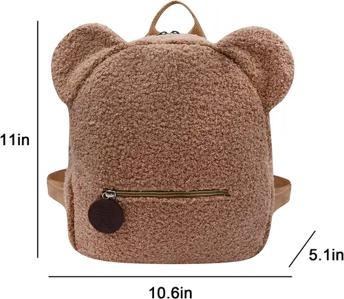 개인 자수 귀여운 학교 곰 귀 동물 봉제 배낭, 사용자 정의 모든 이름 작은 배낭 Kawaii 책가방 5