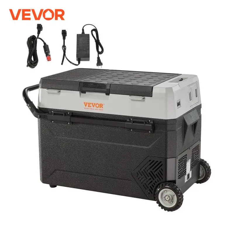VEVOR 38L/53L Portable Car Refrigerator Freezer Electric Mini Fridge Ice Box with Wheels Compressor for Camping Outdoor Car Home 1