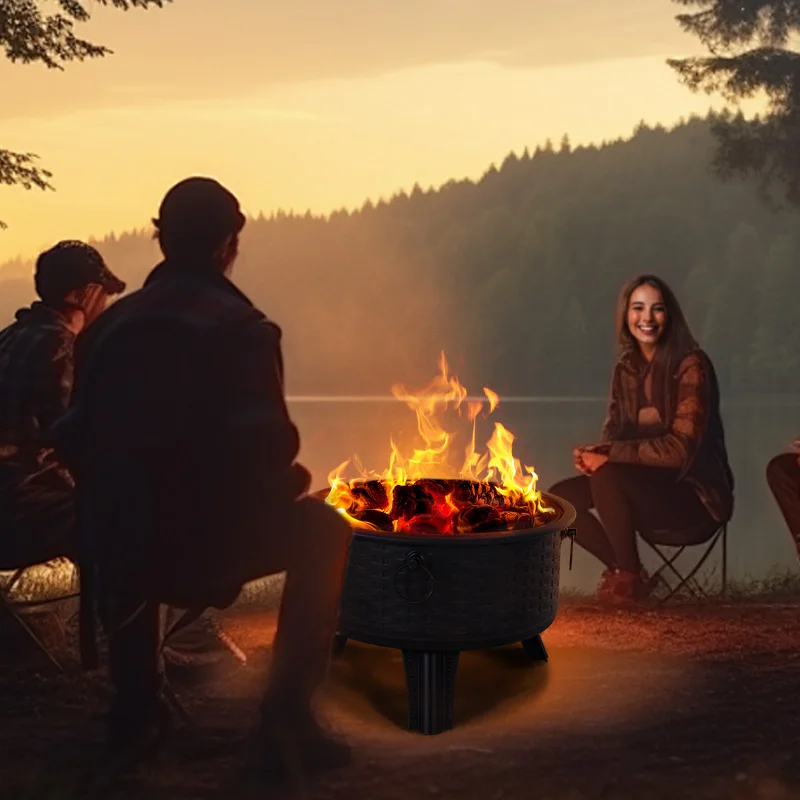 26 Inch Outdoor Wood Burning Fire Pit with Poker