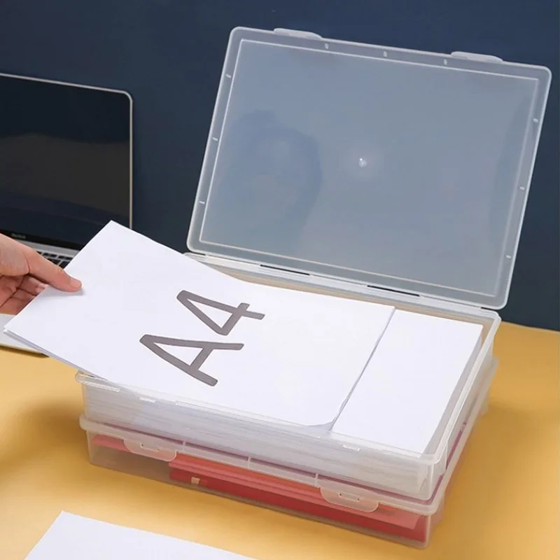 Large Capacity Transparent Plastic Storage Box for Important Documents and Household Organization