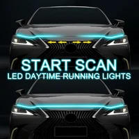 12V Car LED Daytime Running Light Scan Starting Car Hood Light Strip 1.5m/1.8m/2m/2.2m/2.4m Waterproof Auto Decorative Neon Lamp 2