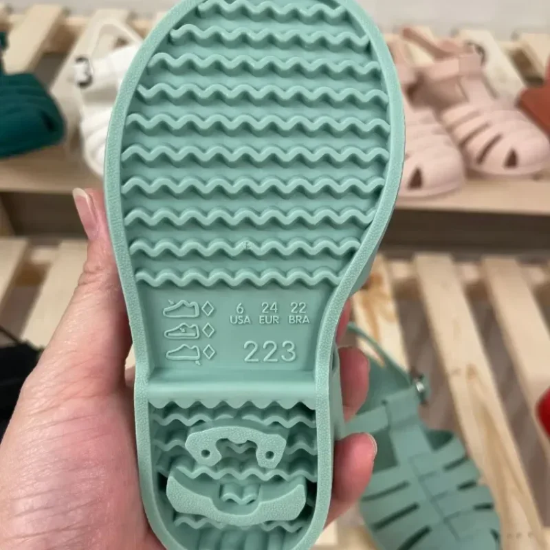 Summer Baby Sandals Children Roman Toddlers Kids Hollow Princess Metal buckle Shoes Candy Jelly Beach Shoes Girls Boys Slippers 6
