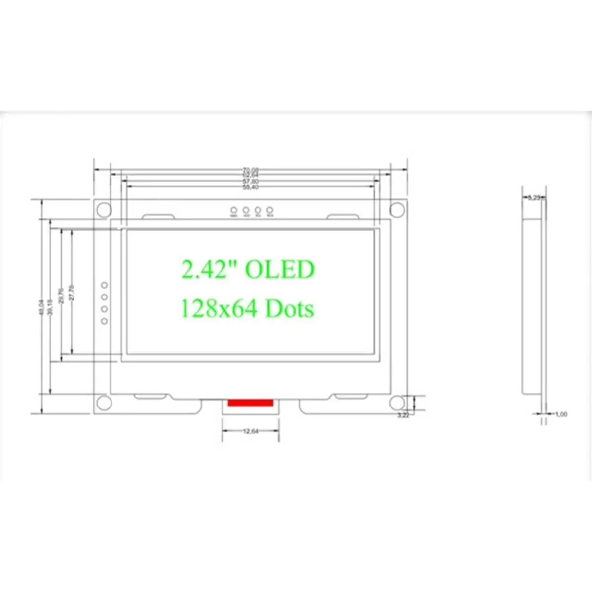  71O 전자기기 액세서리, I2C/SPI 인터페이스용 2.42인치 128x64 OLED 디스플레이 모듈 (플라스틱+PC)