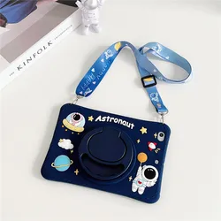 Colorful Kids Silicone Tablet Case with Cartoon Design for Samsung Galaxy Tab A8, A8.0, and A10.1 (Astronaut With Strap)