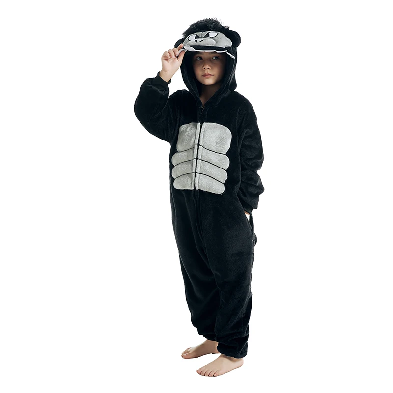 Chimpanzee Pajamas Kigurumi Anime Onesie Cosplay Costume Full Body Whole Pijama Kids One-Piece Sleepwear Christmas For Halloween