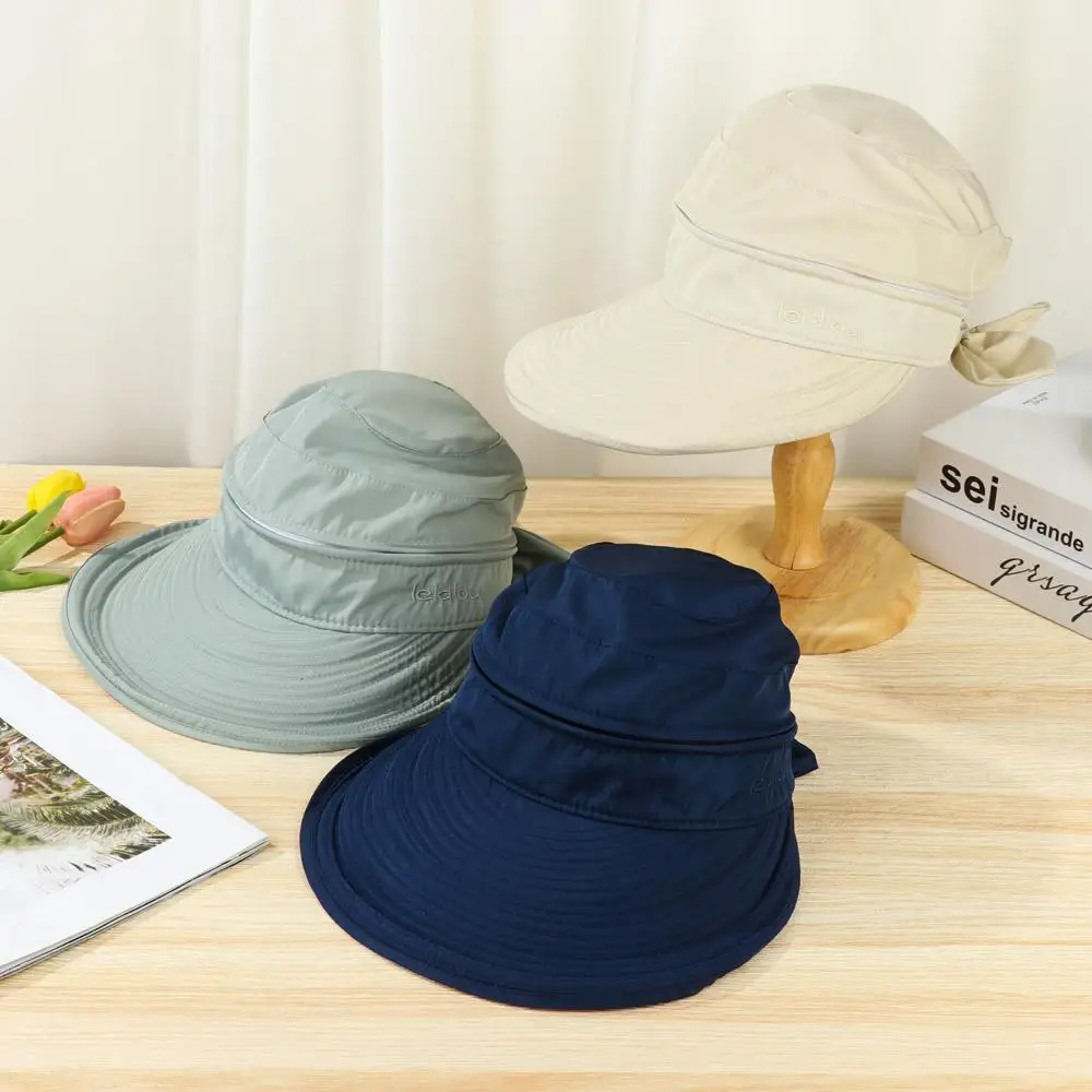 Summer Wide Brim Foldable Hats Women Outdoor UV Anti Neck Protection Sun Visors Lady Fishing Hiking Sunscreen Cap