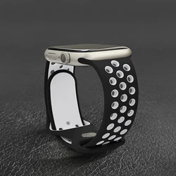 Premium Silicone Sports Watch Strap - Durable Rubber Band for Comfort and Style (14 Black white)