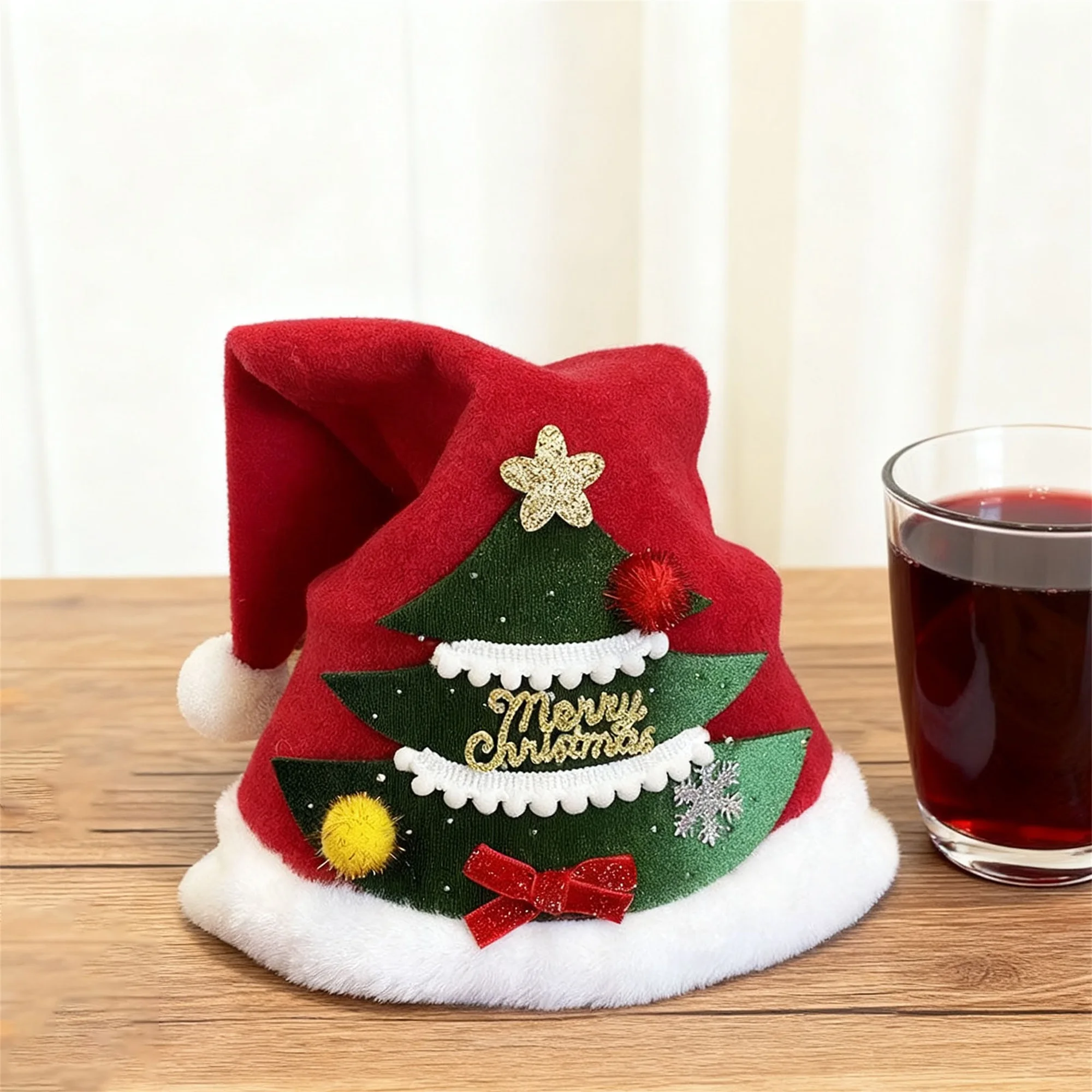 Christmas Santa Claus Hat Festive Red Cap for Family Holiday Party Santa Cosplay Costume for Adults and Kids Christmas