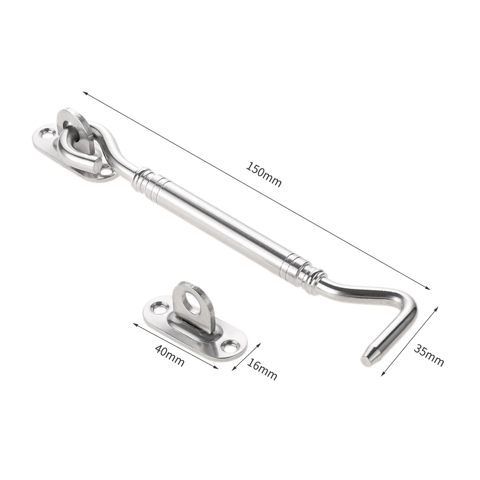 1Pc Window Catch Hook Stainless Steel Door Lock Sliding Buckle Cabin Hook Eye Latch with Screw Silver/Black Window Latch