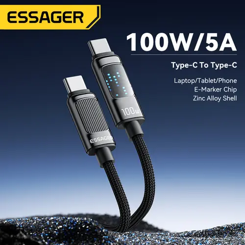 Essager 5A USB C TO Type C Display Cable 100W Fast Charging Data Cord For iPhone15 Realme Huawei Honor Xiaomi  Poco Charger Wire - Image 2