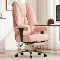 Back Executive Office Chair with Foot Rest, Ergonomic Office Chair Lumbar Support for Lower Back Pain Relief (Light Pink) 1