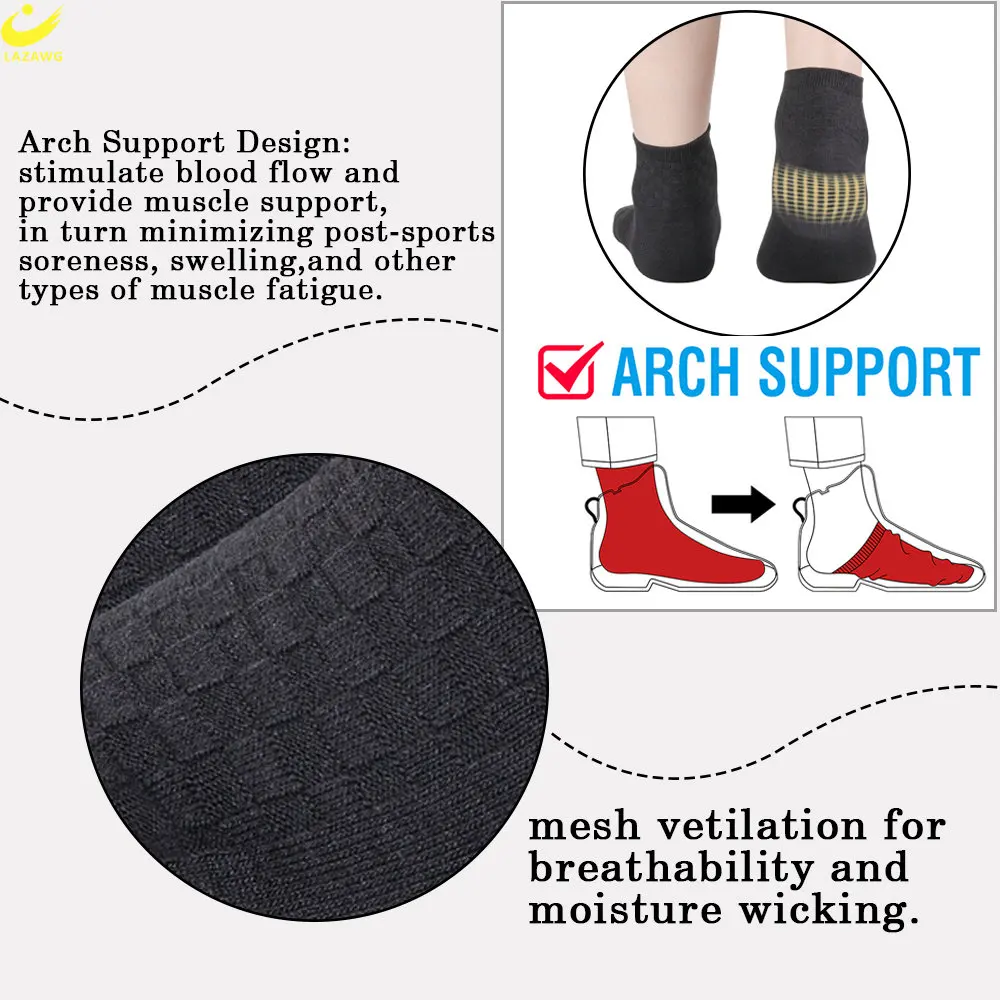 LAZAWG 5Pairs/Set Men's Cotton Socks Low Tube High Quality Casual Breathable Warm Sports Running Crew Socks for Men Soft Sock