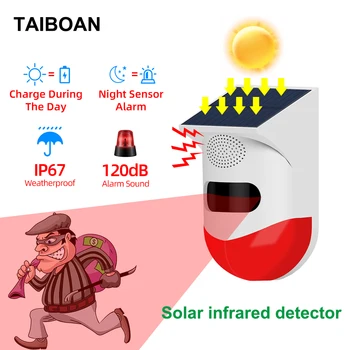 야외 태양광 PIR 적외선 경보 스마트 와이파이 사이렌 방수 무선 도난 스트로브 센서, 다양한 버전 사용 가능, 433MHz