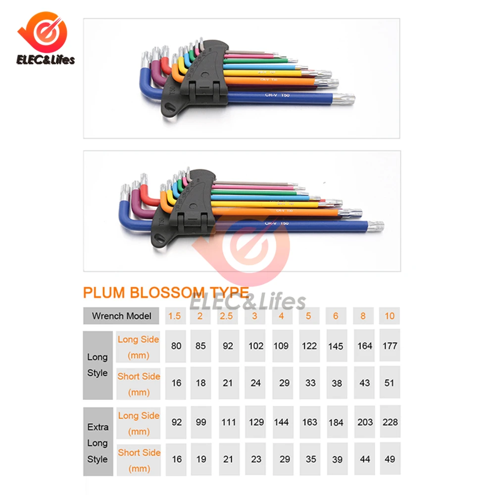 Description Picture 4 of item9Pcs 1.5mm-10mm Color Coded Ball-End Hex Allen Key L Wrench Set Torque Long Metric With Sleeve Hand Tools Bicycle Accessories