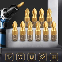 

10pcs/set 25mm Screwdriver Bits 1/4 Inch Titanium Coated Anti Slip Phillips Hex Shank Ph2 Electric Screw Driver Bit Hand Tools
