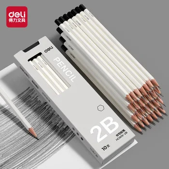 10 pz Deli Set di Matite di Legno 2B HB Nero Kawaii Penna Per Disegno Schizzo Scrittura Liscia Scrivi Lapiseira Professionale Ufficio Scolastico 1