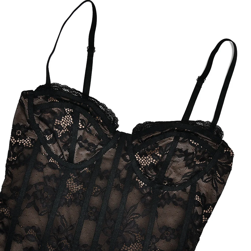 Sexy Lace Patchwork Hollow Out Women Dress Elegant Long Sleeved Bodycon Party Evening Dress Autumn / Winter New Vestido