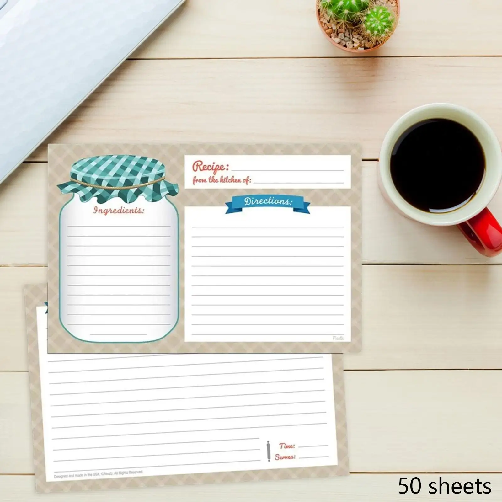 50 Pieces Recipe Cards Portable Cooking Time Recipe Index Cards Notecards Party Mother's Day Anniversary Camping Wedding