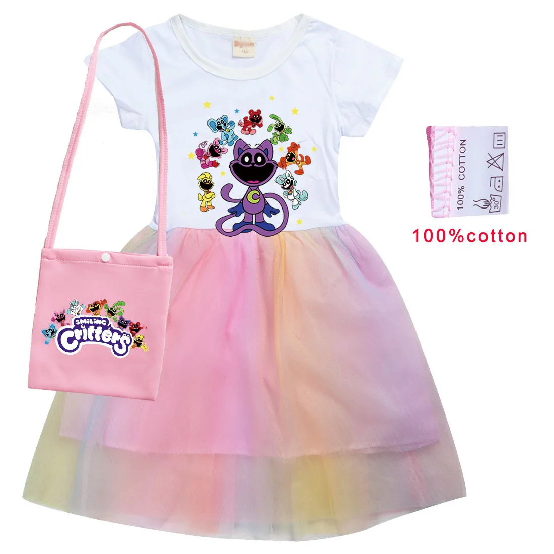 Smiling Critters Catnap Baby Cat Tastic Cosplay Costumes Girls Dresses Kawaii Kids Princess Dress with Bag Birthday Party Gifts