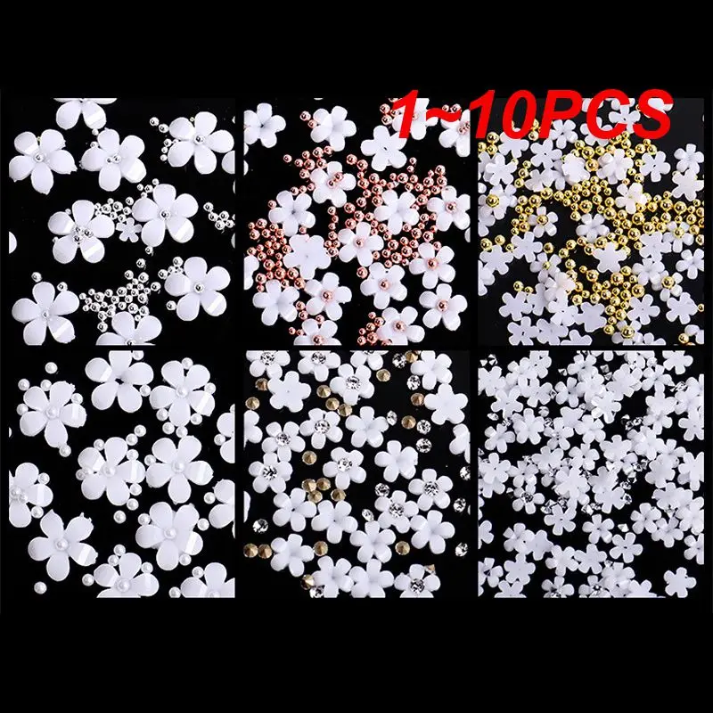 

1~10PCS Grids Acrylic Flower Nail Parts Mixed Steel Beads Charms Design Nail Art Decoration Jewelry Accessory