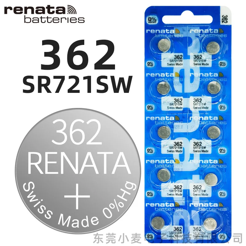 100Xrenata Silver Oxide Watch Battery 362 SR721SW RENATA AG11/SR721/362 Silver Oxide 1.55Vwatch