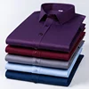 Classic fit thin long-sleeve shirts for men slim fit formal plain shirt elastic shirt office white clothes fashion korean tops