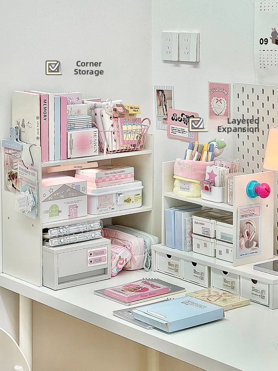 Multi-Layer Desktop Organizer Ra Study Desk Bookelf Stationery Storage Arrangement elf Home Use Student Learning Desk