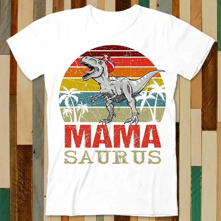 Mama Saurus Dinosauri Trex T Shirt Adulto Unisex Uomo Donna