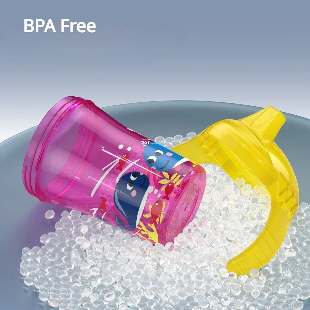 Baby Learning Drinking Cup With Double Handle Flip Lid BPA Free Leakproof Infants Water Cups Bottle Duckbill Cup With Lid 260ML For Drinking Cup Water Cup