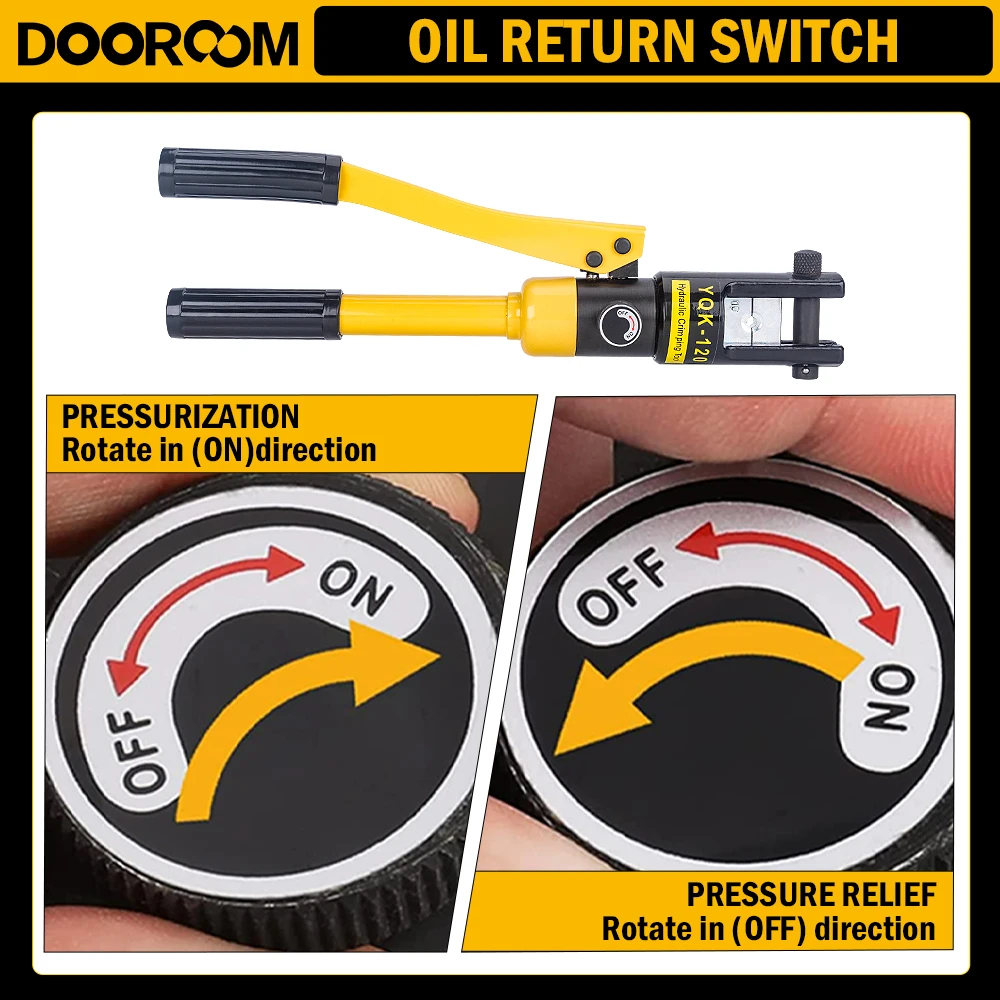 DOOROOM Hydraulic Crimping Tool Cable Lug Crimper Plier Hydraulic Compression Tool YQK-120 Pressure 16-300mm Pressure Cable 5