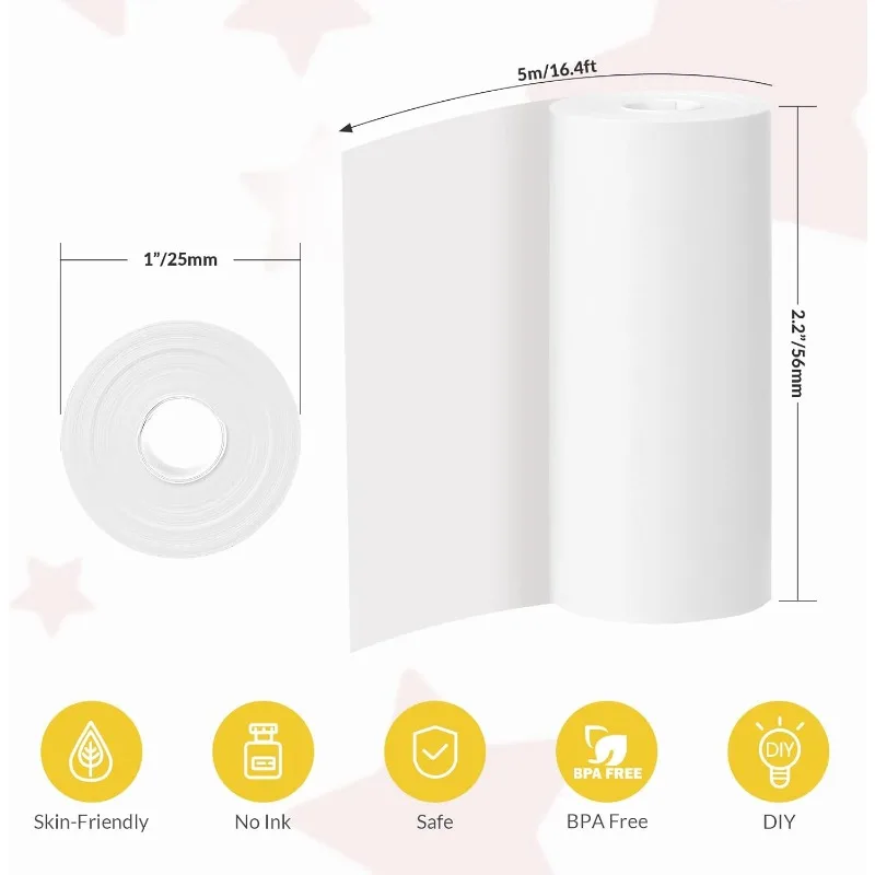 Kids Instant Camera Refill Print Thermal Paper-Photo Print Thermal Paper For Most Kids Camera Instant Print,2.24 x1 Inch,White