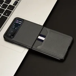 Premium Litchi Striae PU Leather Card Holder Protective Case for Motorola Moto Razr 40 (Grey)