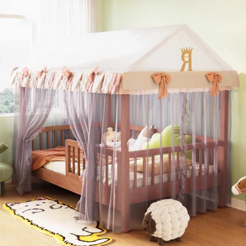 Children Tent Tree House Bed Small Single Person Boys Girls Guardrail Bed Solid Wood Princess Home Furniture