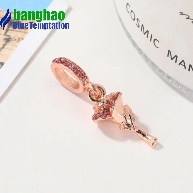 Wholesale DIY Fashion rose Charm for making accessories for jewelry alloy pendants bracelets beads DGB1325