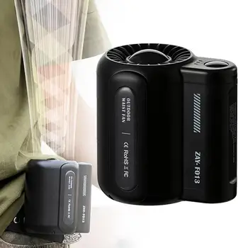 Ventilatore da appendere alla vita per esterni senza foglie, vento forte a 3 velocità, ventilatore da collo portatile con clip da cintura USB, adatto per viaggi all'aperto 1