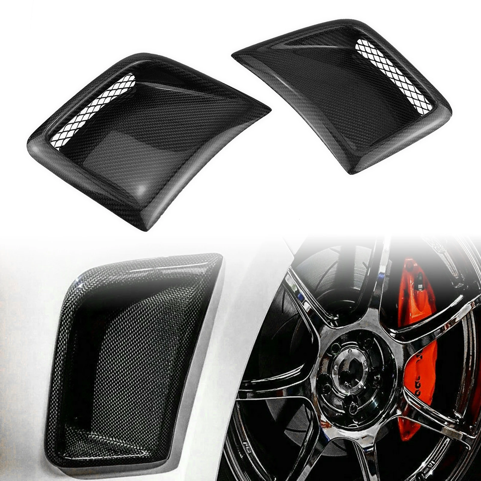 2PCS Carbon Fiber Front Side Air Vent Outlet Trim Fender Hood Flow Duct Cover For Subaru STI GRB Wagon 10th Hatchback 2008-2014