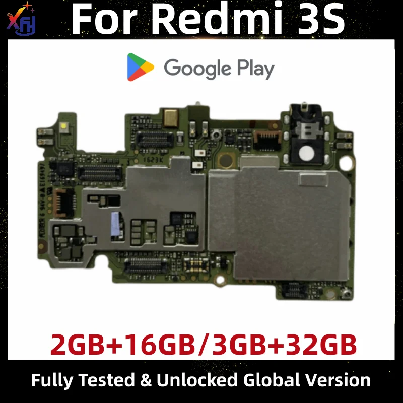 

Unlocked Motherboard for Xiaomi Redmi 3S, Global Version Mainboard, Main Logic Board with Google App Installed, 16GB, 32GB