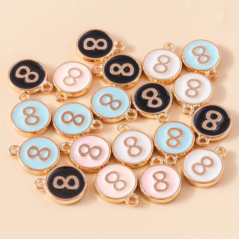 10pcs Colors Double-sided Cute Mini Number 0-9 Charms Pendants