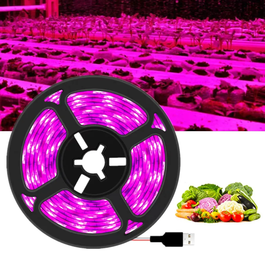 LED Grow Light DC 5V USB LED Full Spectrum 1-5m Plant Light Grow LED Strip For Vegetable Flower Seedling