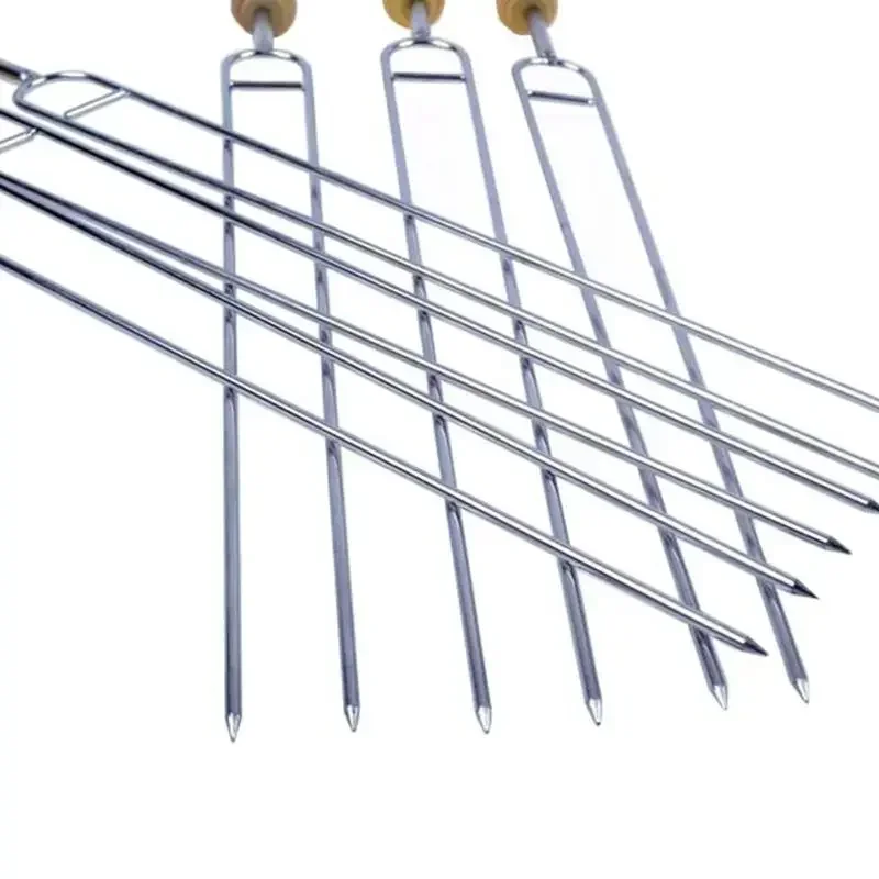 Description Picture 6 of item6pcs Stainless Steel U-Shaped Barbecue Brazing Fork Needle Grilling Skewers Double Prong Bbq Tools Outdoor Grill Accessories