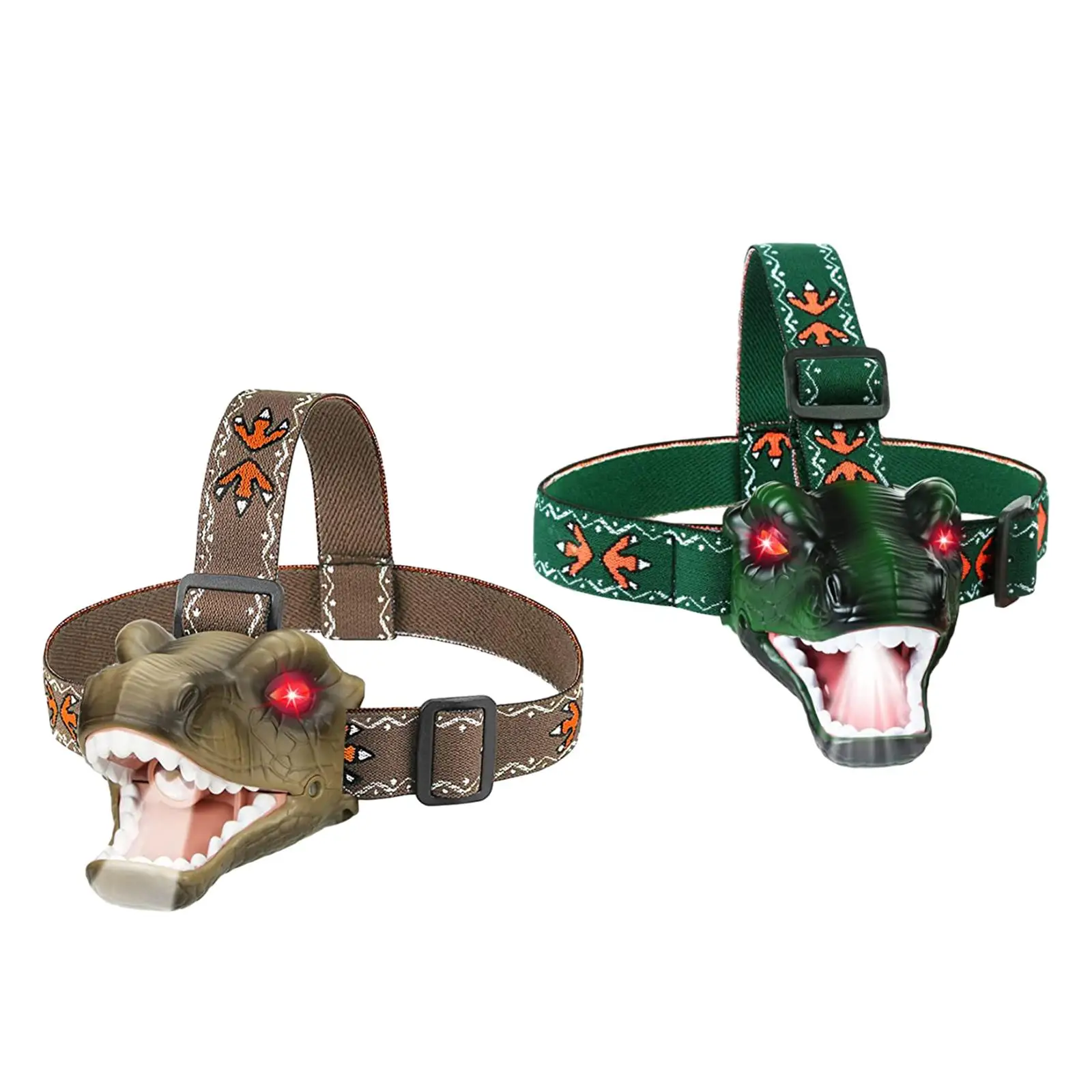 Outdoor Camping Gear Dinosaur Head Lamp Adjustable Headband Portable LED Headlamp For Halloween Kids Birthday Hiking Girls Boys