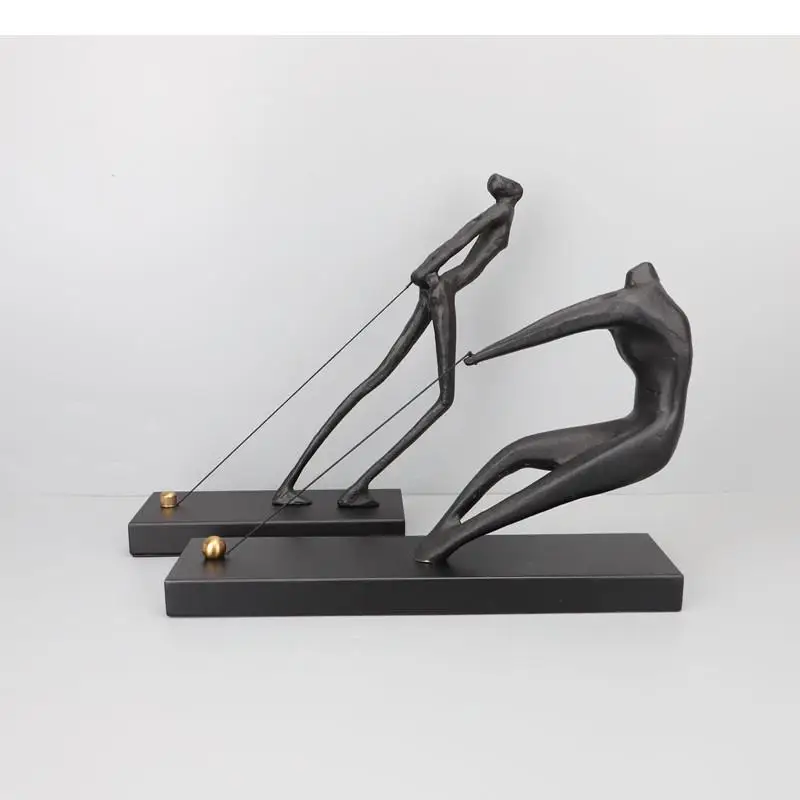 

Creative Black Cast Iron Rope Man Abstract Human Sculpture Desk Ornament Living Room Decoration Home Decor Accessories Gift