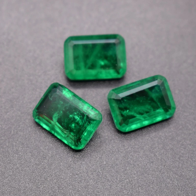 Synthetic Colombian Emeralds Octagon Loose Gemstones Emerald Cut With