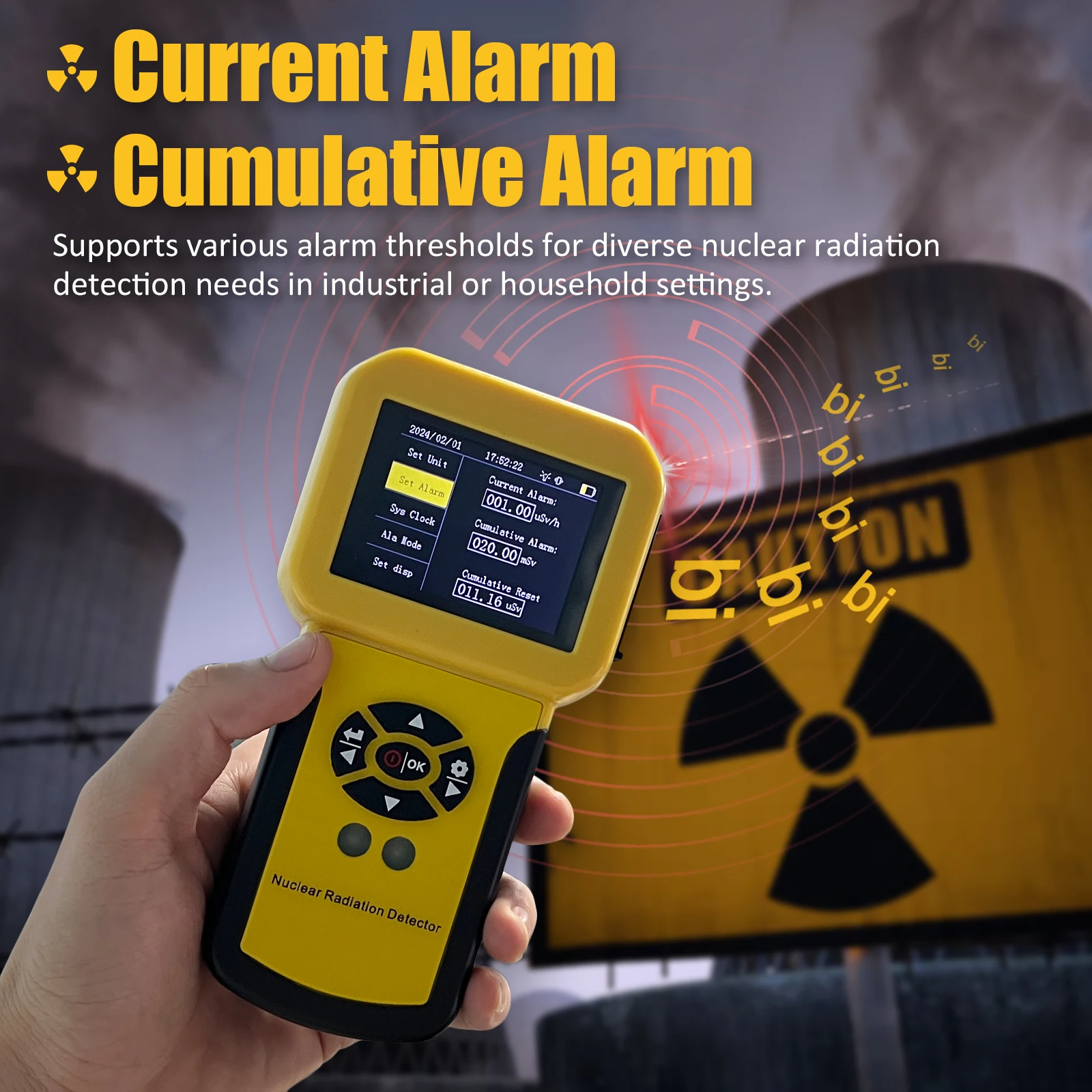 HoldPeak Nuclear Radiation Detector Geiger Counter X-ray γ-ray β-ray Detector Marble Radioactivity Tester Personal Dosimeter 5