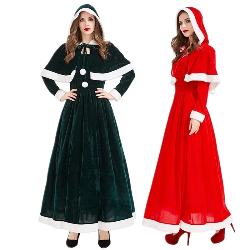 

Carnival Party Mrs. Claus Christmas Costume Xmas Party Santa Claus Cosplay Women Red Christmas Dress Suits