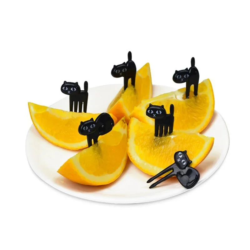 Black Cat Mini Cartoon Snack Fork Set - 6pcs