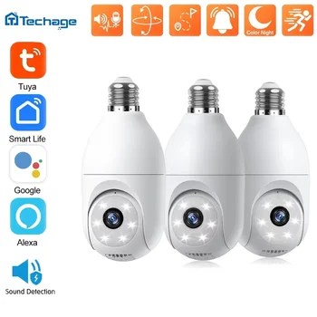 Techage 2MP Wifi Bulb Camera 2-Way Audio Motion Detection 5GHz Smart Life Video Support Alexa Security Surveillance Camera