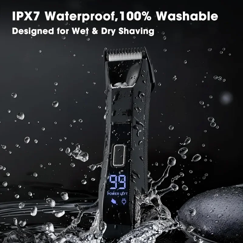 Groin & Body Hair Trimmer – Dual-Head Safe Trimmer & Foil Blades, Waterproof Wet/Dry Groomer USB-C Rechargeable with Travel Lock 4