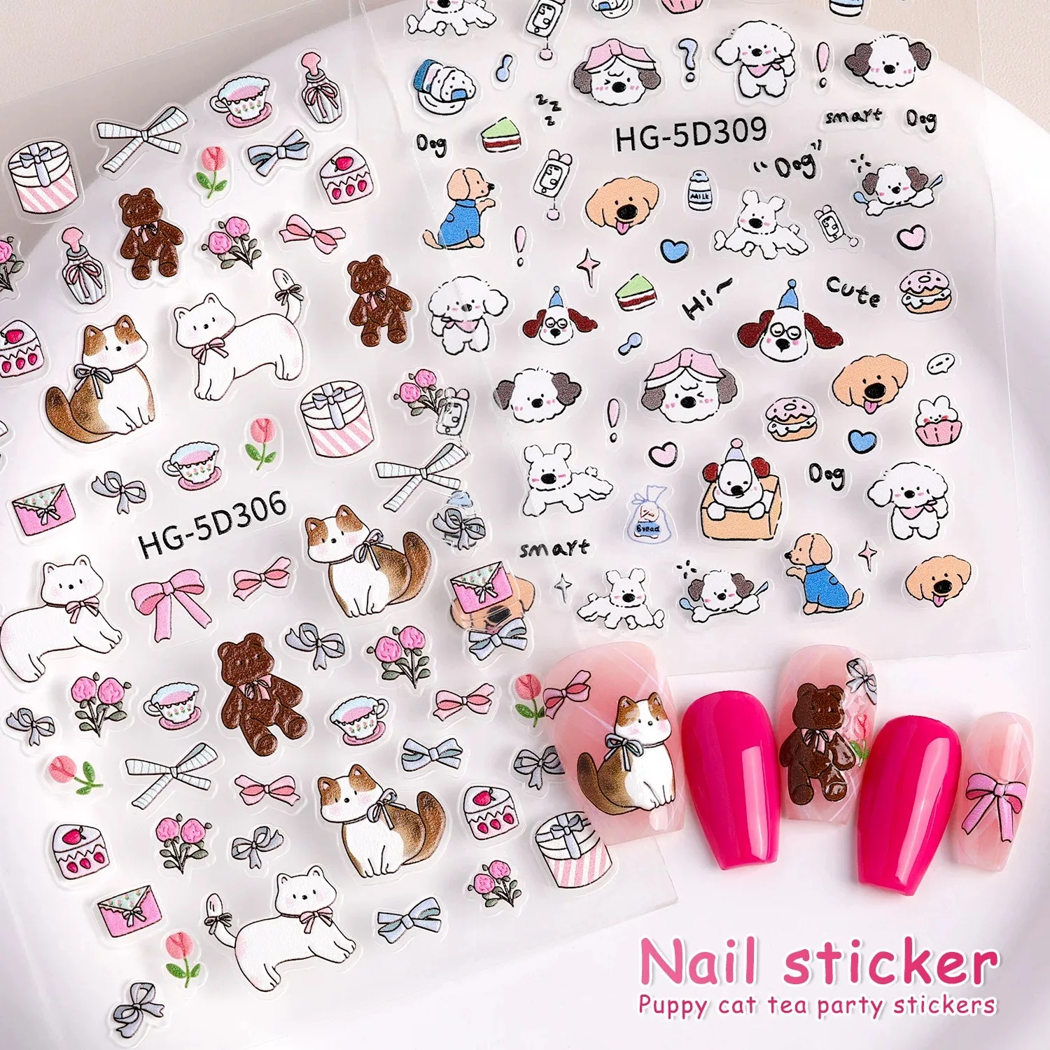 MINKYS 새로운 도착 1pc Kawaii 개 고양이 스티커 DIY 스크랩북 스티커 색종이 전화 카메라 노트북 장식 스티커