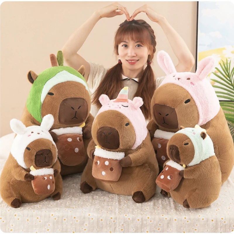 Capybara Plush Toy with Cosplay Costume and Food Decor Accessories